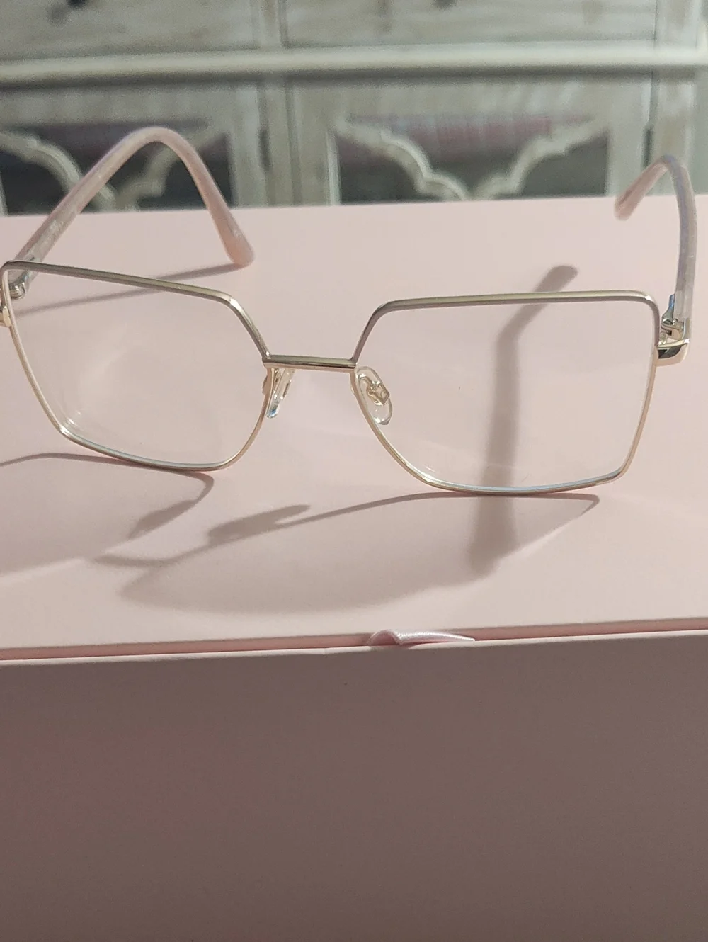 Gold Frame Pink Temple Women's Fashion Glasses
